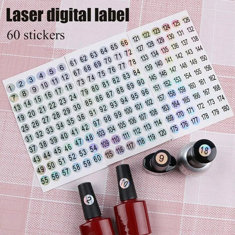 Number Sticker Label For Nail Polish Color Gel Varnish 1-60/ 61-120/121-180 Marking Numbering Digital Label Manicure Tools