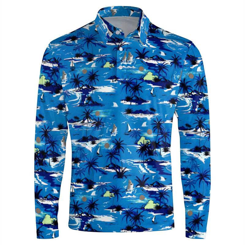 Polo à manches longues coloré imprimé graphique 3D pour hommes, chemises décontractées pour hommes, t-shirts en Y, motif drôle, vêtements de haute qualité, le plus récent
