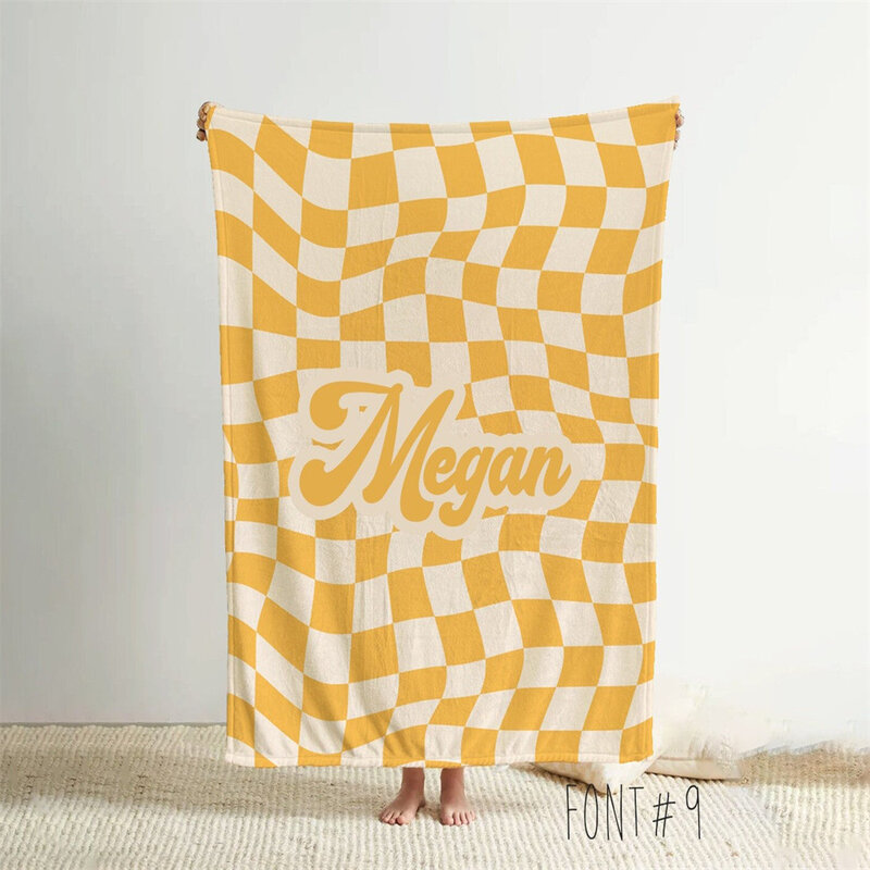 Checkerboard Blanket Name Customization Personalized Flannel Blanket Gift Blanket Air Conditioning Blanket Cover Sofa Blanket
