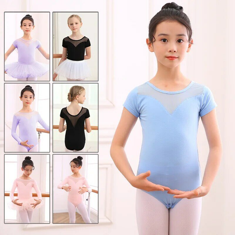 Nowy taniec baletowy trykot małe dziewczynki dzieci body z długim/krótkim rękawem kostiumy do tańca gimnastyka dla odzieży tanecznej