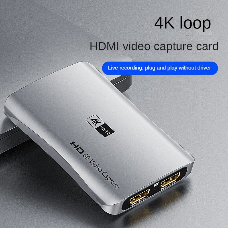 USB3.0การ์ดจับภาพวิดีโอ HDMI ความละเอียดสูง4K 60Hz พร้อมเอาต์พุตวงแหวน1080P 60เฟรมเกมสตรีมสด