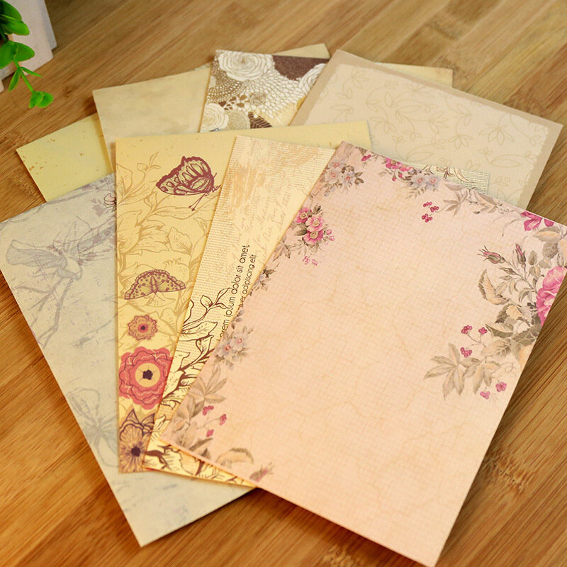 Almohadillas de carta Vintage, papel de carta europeo, papel de escritura de mensajes para sobre, hojas de papel, papelería, suministros de oficina, 10 piezas
