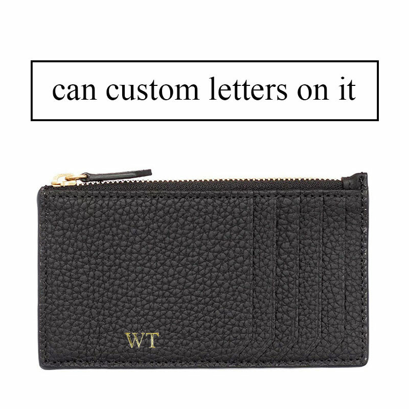 Nova moda customed letras iniciais multi bolsos moeda seixo titular do cartão de couro fino carteira de cartão de identificação titular do cartão carteira