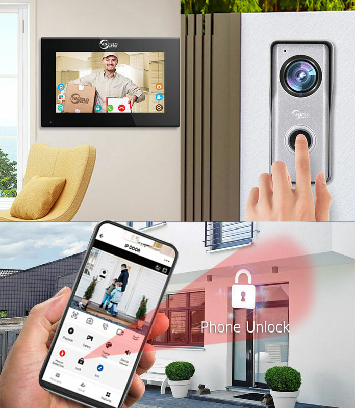 1080P Tuya interkom Video Wifi cerdas untuk sistem interkom apartemen untuk bel pintu rumah logam 7 inci 10 layar sentuh
