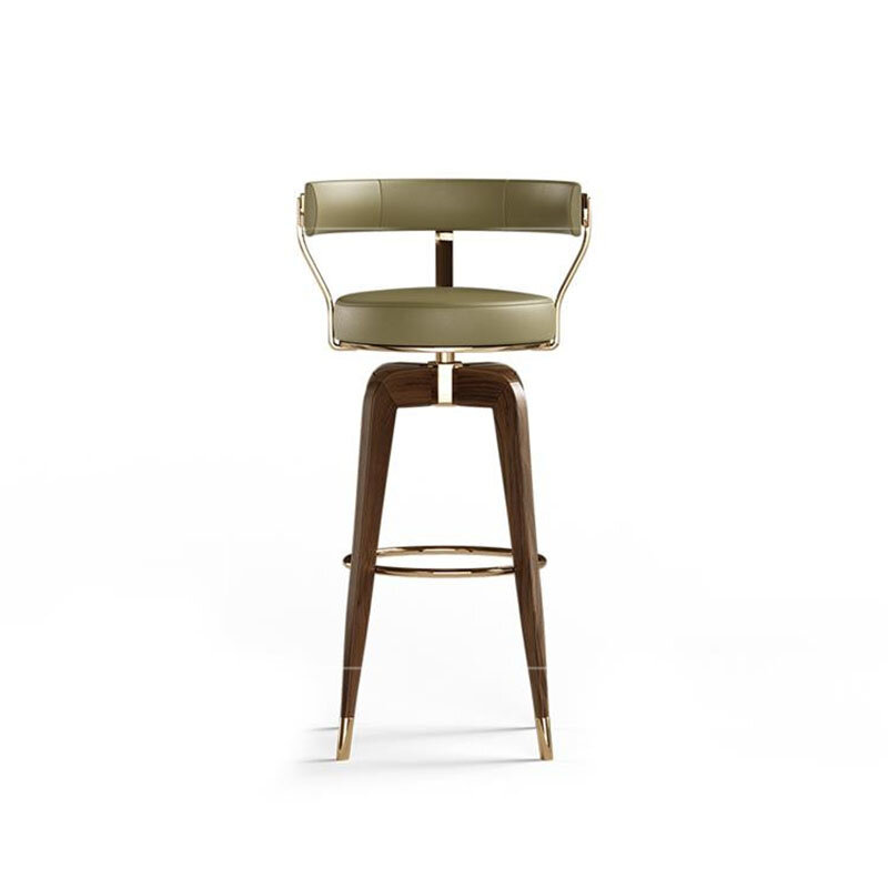Kursi Bar baja tahan karat mewah, kursi Modern kreatif untuk dapur, bangku Bar resepsi putar, kursi tinggi kayu Solid disesuaikan