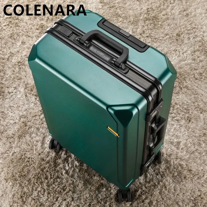 COLENARA Aluminum Frame Luggage 20"22 Inch Boarding Box 24"26"28" Large Capacity ABS+PC Trolley Case Rolling Handheld Suitcase