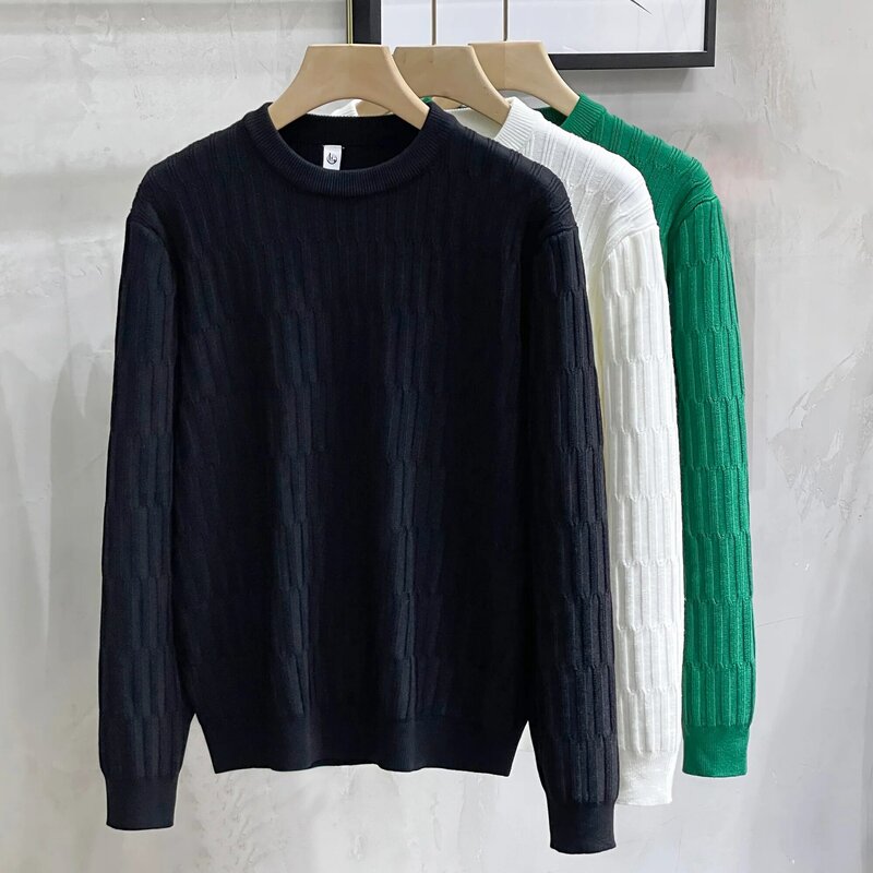 Winter Men Vintage Twist Sweater O-Neck Solid Color Male Knitted Pullover Loose Harajuku Mens Retro Sweaters Knitwear A123