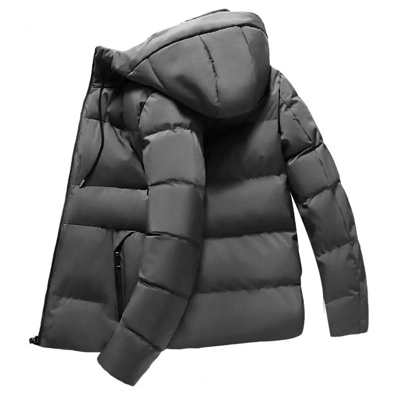 Blusão com capuz acolchoado de algodão masculino, jaqueta monocromática, enchimento fofo, zíper, à prova de frio, outono, inverno, 2022