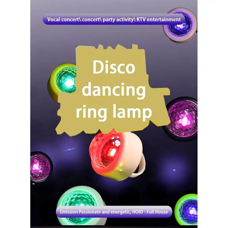 LED Luminous Finger Ring, Diamante De Cristal Colorido, Mão de Jóias para Festas, Concerto, Bar, Ktv Stage, 6 Cores