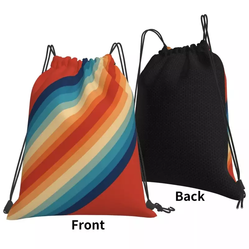 Double Rainbow Retro Palette 70S 60S Backpacks Fashion Portable Drawstring Bags Sports Bag Book Bags For Man Woman Students