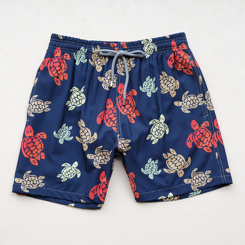 Bermuda marca tartaruga masculina, calção de praia seca rápida, tronco elástico com bolsos, forro de malha, alta qualidade, moda