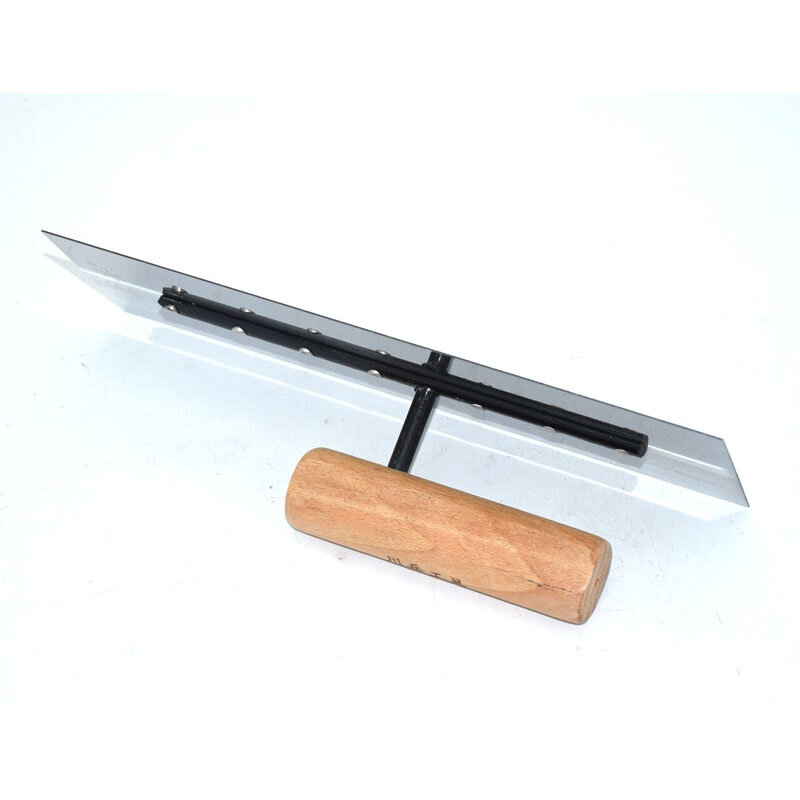 Polished stainless steel  plaster trowel  with curved wooden handle concrete finishing trowel