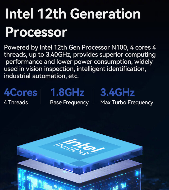 Процессор Intel N100, безвентиляторный промышленный мини-компьютер, 4x LAN порты, 2x COM RS485 RS232 Win11 Linux Pfsense Firewalls, мягкий маршрутизатор