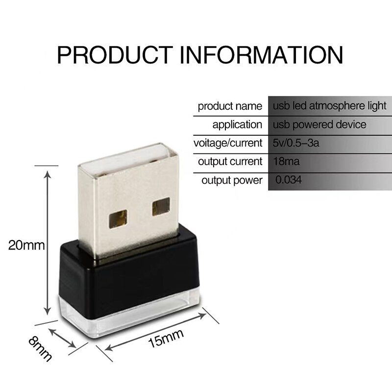 Автомобильная светодиодная атмосферная лампа Mini USB, декоративная лампа, интерьерная портативная лампа с автоматическим разъемом