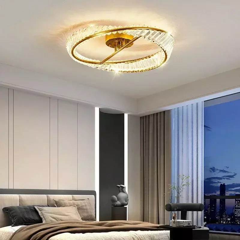 Lampu langit-langit kristal LED Modern mewah, lampu dekorasi dapur kamar tidur ruang tamu lampu langit-langit dalam ruangan lampu gantung rumah