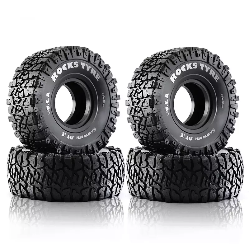 4PCS 120MM 1.9" Rubber Rock Tyres Wheel Tires for 1:10 RC Crawler Car Axial SCX10 90046 AXI03007 TRX4 Redcat Gen8
