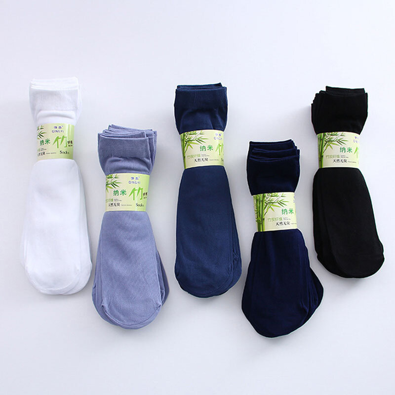 Chaussettes longues à rayures ultra-fines en fibre de bambou pour hommes, chaussettes d'affaires sans talon, été, lot de 10 paires