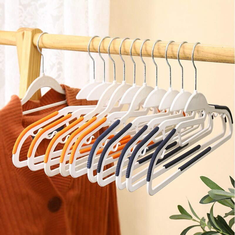 10ชิ้นสีดำ/ส้ม/สีเทาไม้แขวนอเนกประสงค์แบบเปียกและแห้งเหมาะสำหรับแขวนเสื้อผ้าห้องนอนตู้เสื้อผ้ากันลื่น