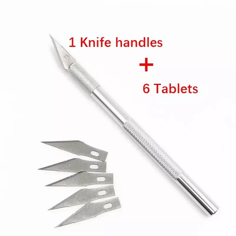 Couteau à lame de scalpel à manche en métal, coupe-papier en bois, stylo artisanal, fournitures de découpe de gravure, couteau utilitaire de bricolage, 1 ensemble