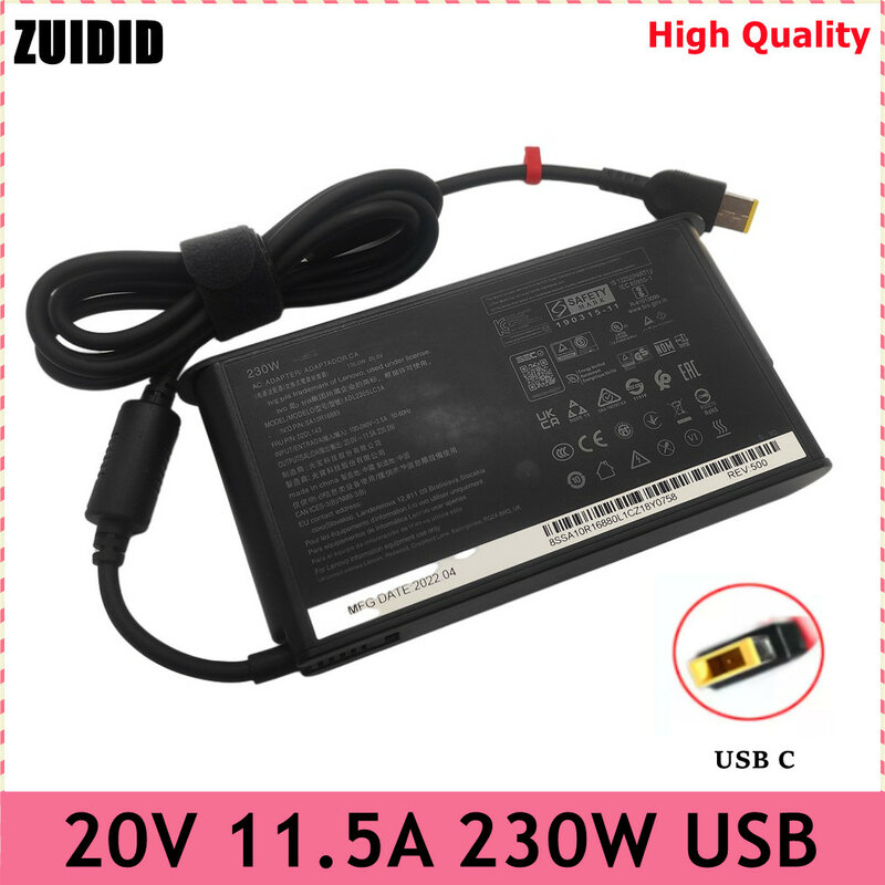 원래 230W AC 어댑터 20V 11.5A USB 레노버 군단 5 Y7000P Y900 Y9000K P73 Y740 Y920 Y540 P70 P72 00HM626