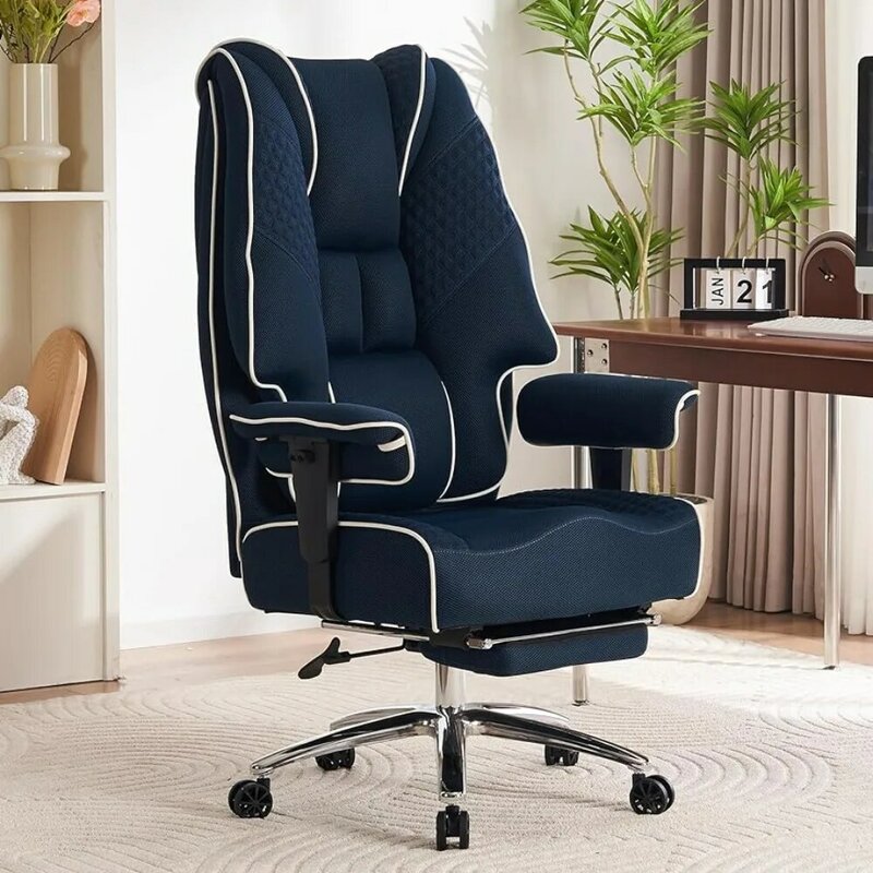 Kursi kantor besar dan tinggi EXCEBET 400lbs kursi lebar, kursi kantor eksekutif punggung tinggi jala dengan sandaran kaki, kantor ergonomis