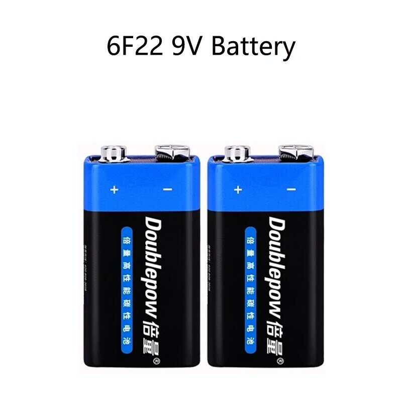 Batería seca para multímetro, pila desechable 6F22, 9V, 2 piezas