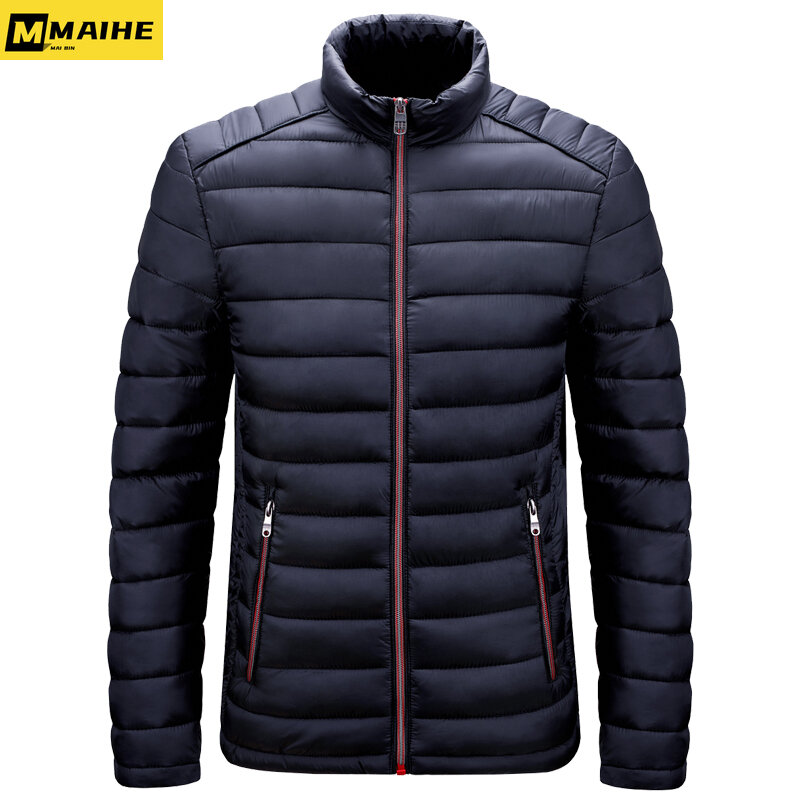 Jaqueta ultraleve de gola alta masculina, casaco casual, Parka à prova de vento, outwear, grosso, quente, clássico, outono, inverno, novo, 2023