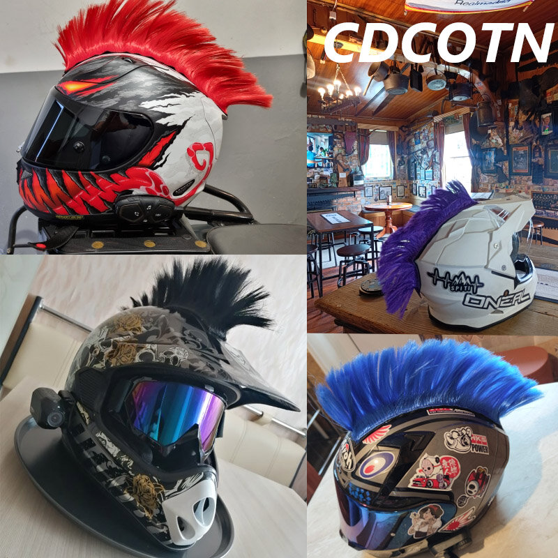 Motocicleta Capacete Elétrico Decoração, Personalidade Criativa, Mohawk Wig Hair, Moto Capacete Acessórios, Adesivos, Cosplay Styling