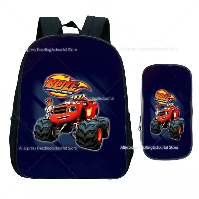 2Pcs Blaze and the Monster Machines Backpacks Kids Boys Girls Shoulder Bags Toddler Kindergarten Rucksack Children Bookbags