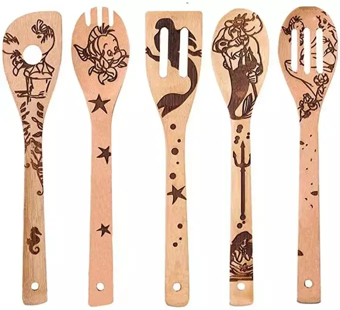 5 Disney Winnie Beauty and Beast Laser Shovel Bamboo Shovel Kitchen Supplies Kitchenware Set Bamboo Shovel Set