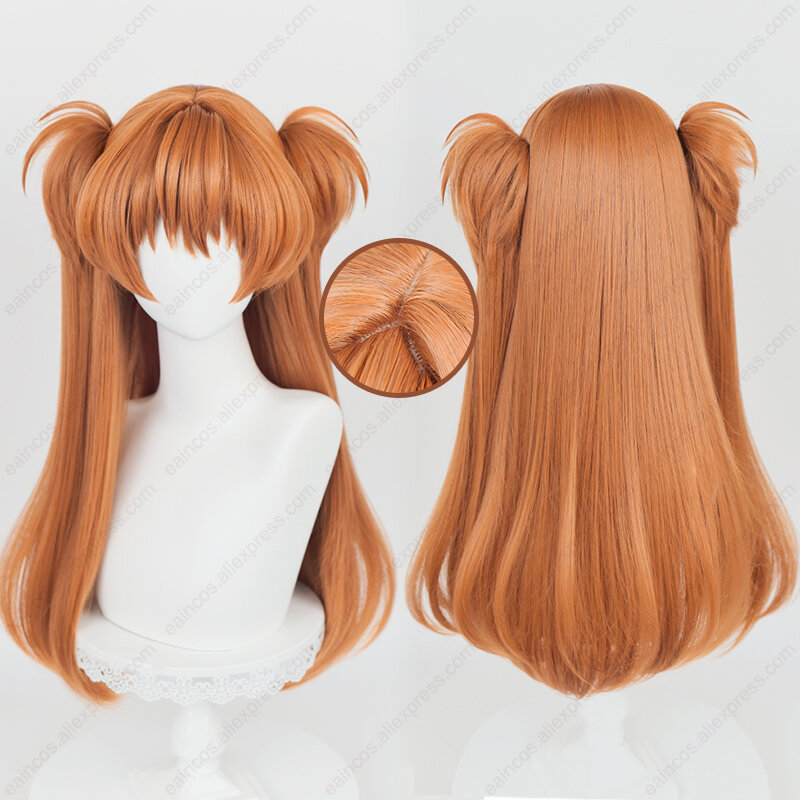 Anime EVA Asuka Langley Soryu Cosplay 68cm długości pomarańczowo-brązowe peruki w mieszanym kolorze odporne na ciepło włosy syntetyczne