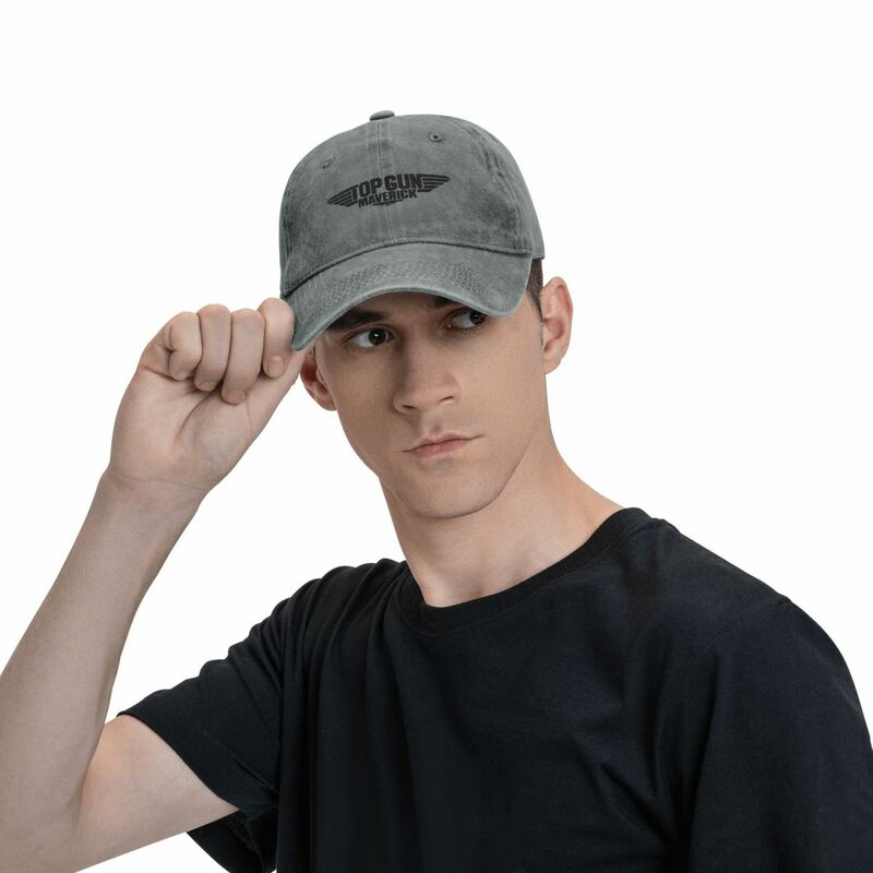 Retro Top Gun Black Maverick Baseball Cap Unisex Distressed Denim Headwear Movie Outdoor Summer Adjustable Caps Hat