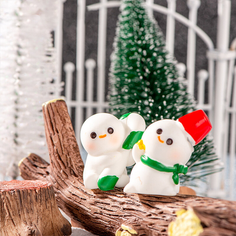 FigAuckland-Ornements miniatures mignons de micro paysage de maison de bonhomme de neige de père Noël, décorations de Noël, décor à la maison, bureau, chambre