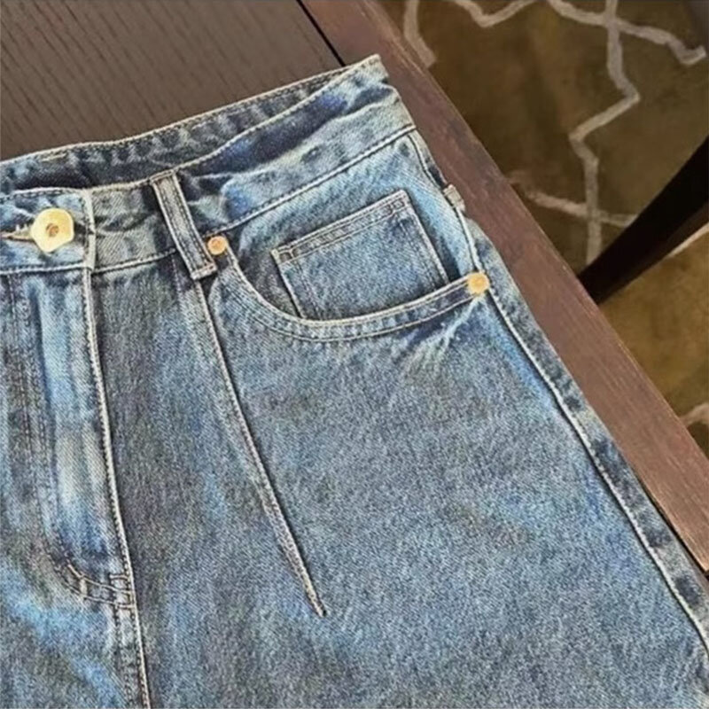 Shorts jeans de borda ondulada bonito feminino, cintura alta, calças curtas finas, verão
