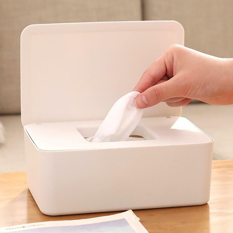1 Stück Feucht tuch Spender halter mit Deckel staub dichte Taschentuch Aufbewahrung sbox für Home Office c6uf