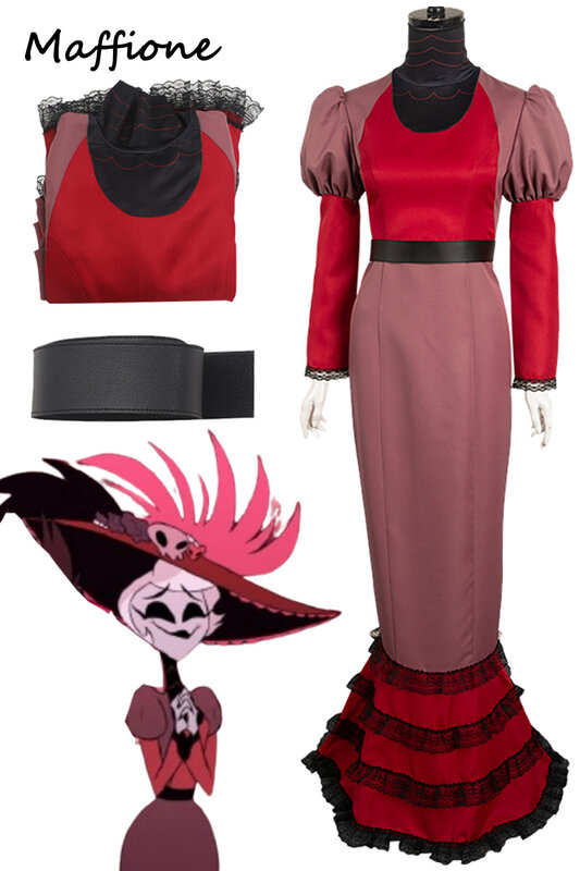 Rosie-vestido de Cosplay para mujer, disfraz de Hazzbin, faldas de Hotel de dibujos animados, trajes de cinturón, trajes de fantasía de Halloween