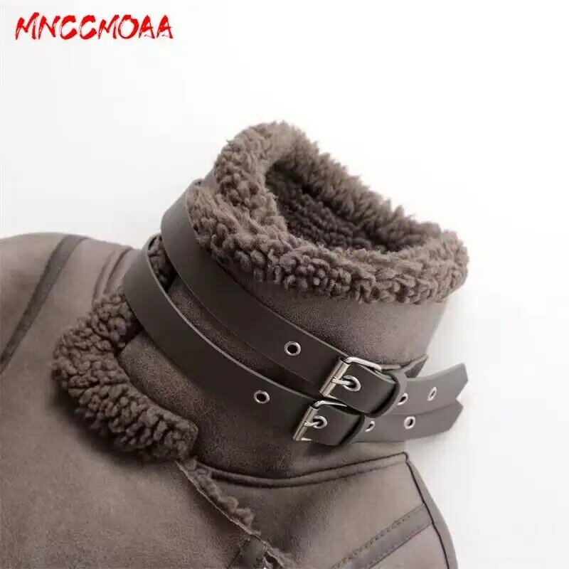 MNCCMOAA High Quality Winter Women Fashion Vintage Thick Warm Lambswool Faux Leather Jacket Coats Female Casual Loose Outwear