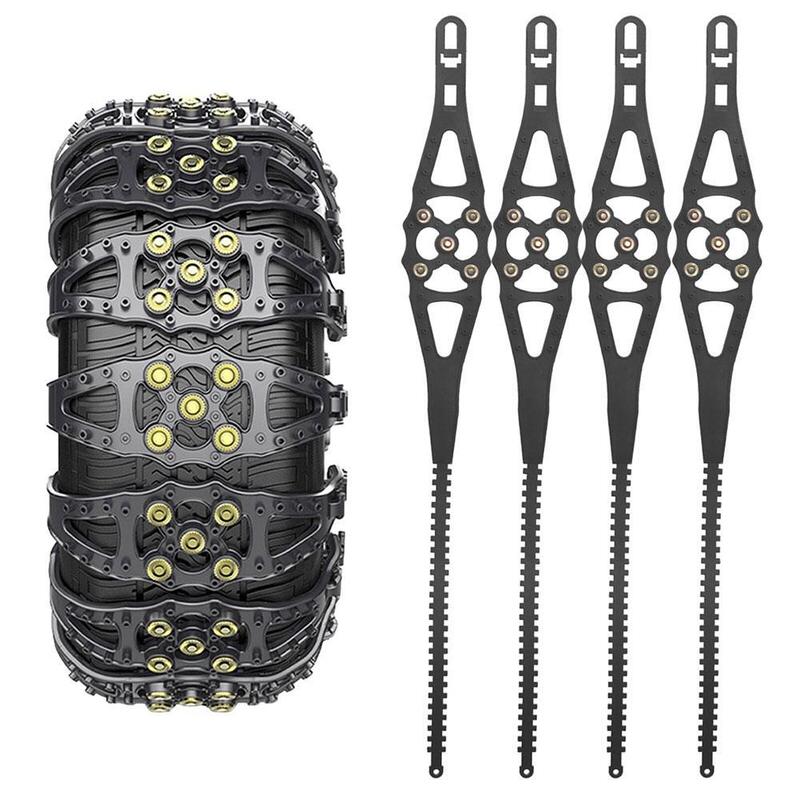1/4/8pcs Car Anti-skid Snow Mud Chain Universal Quick Installation Without Jack Emergency Non-slip Chain Auto Tires Accessories
