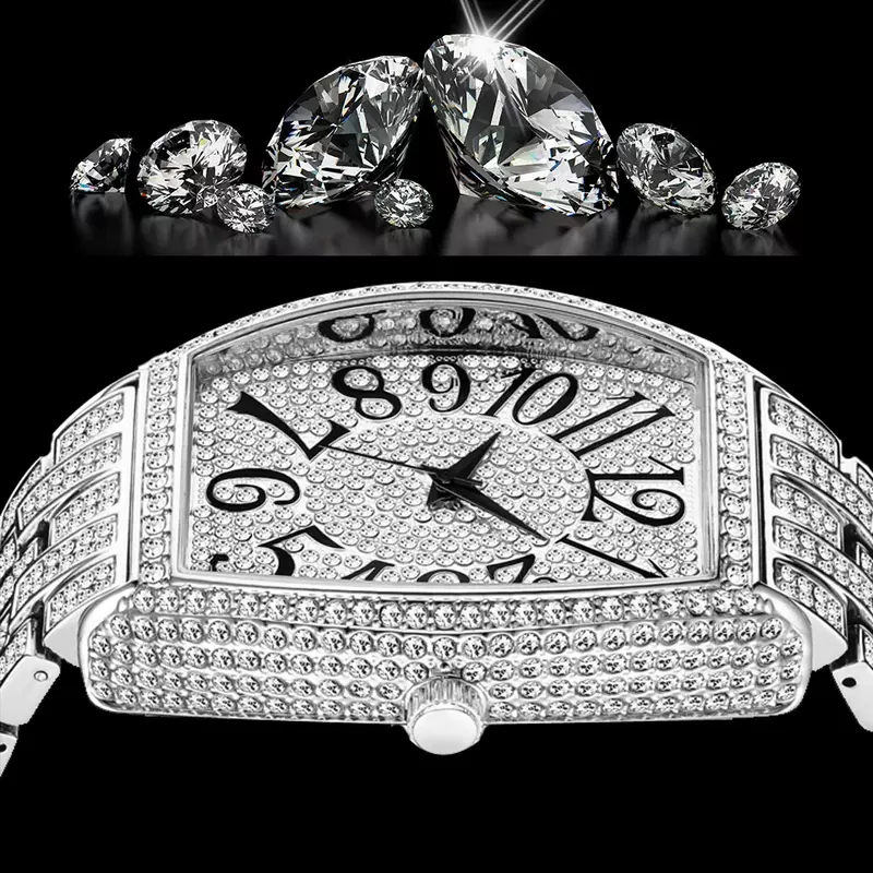 Reloj de pulsera de cuarzo para hombre, cronógrafo hiphop de lujo, plata, oro, a la moda, con diamantes completos, envío directo, 2020