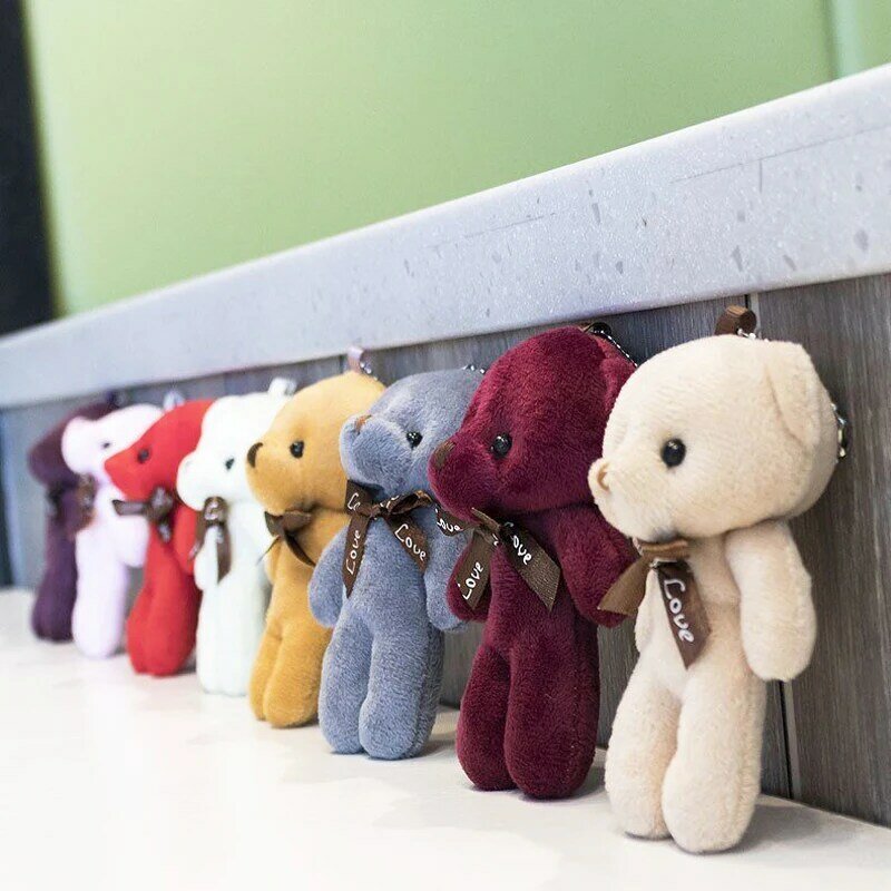 12Cm Teddybeer Pop Schattige Dieren Bear Pluchen Speelgoed Voor Girl Kawaii Mini Gevulde Doll Sleutelhanger Bag Hangend Kinderen party Kleine Gift