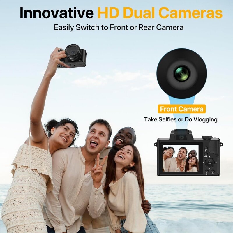 Kamera Digital 5K untuk fotografi dan Video Autofocus 5X Zoom optik kamera Vlogging 64MP untuk YouTube stabilisasi sumbu Comp