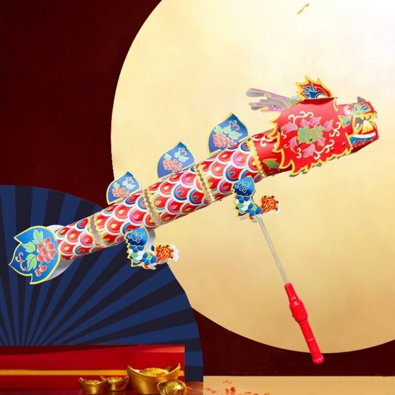 Brinquedo dragão artesanal papel, suprimentos para festa festiva, luz dança dragão artesanal p31b
