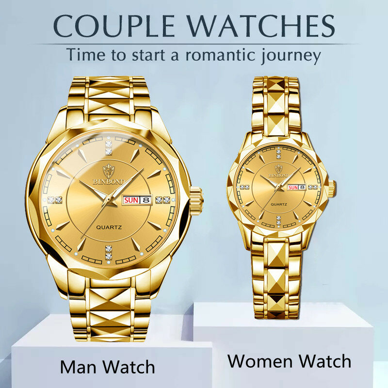 Relógio de pulso quartzo de aço inoxidável masculino e feminino, Relógio impermeável, Masculino, Lady, Esportivo, Casual, Top Luxury, Casal, 30m