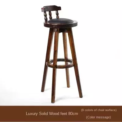 Taburete de Bar de madera maciza de lujo, silla de Bar, respaldo, escritorio frontal americano, taburete alto Retro, personalizado, EE1004