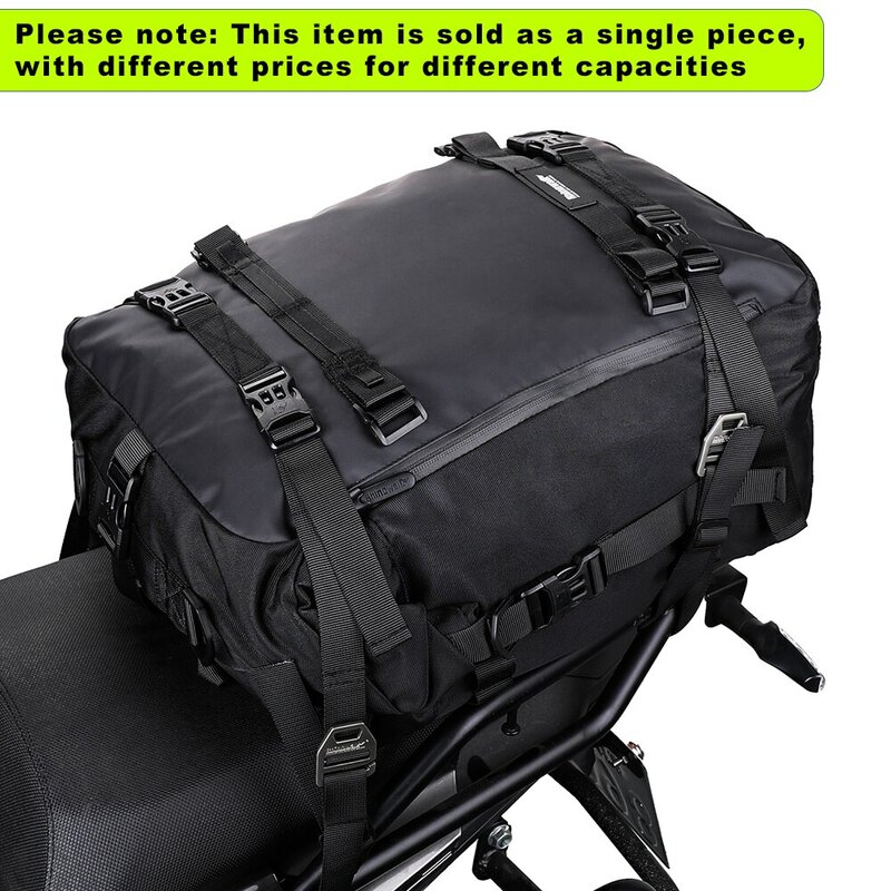 Rhinowalk-saco do assento traseiro da motocicleta, saco lateral impermeável da sela, bloco da bagagem, trouxa multifuncional do ombro, 10L, 20L, 30L