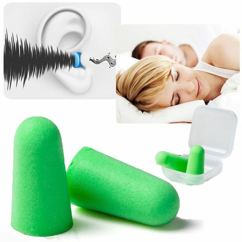 緑色のアンチノイズ耳栓,卓越したポリウレタンフォーム,ノイズ低減,旅行用,睡眠,ヘッドサポート,箱あたり2ペア