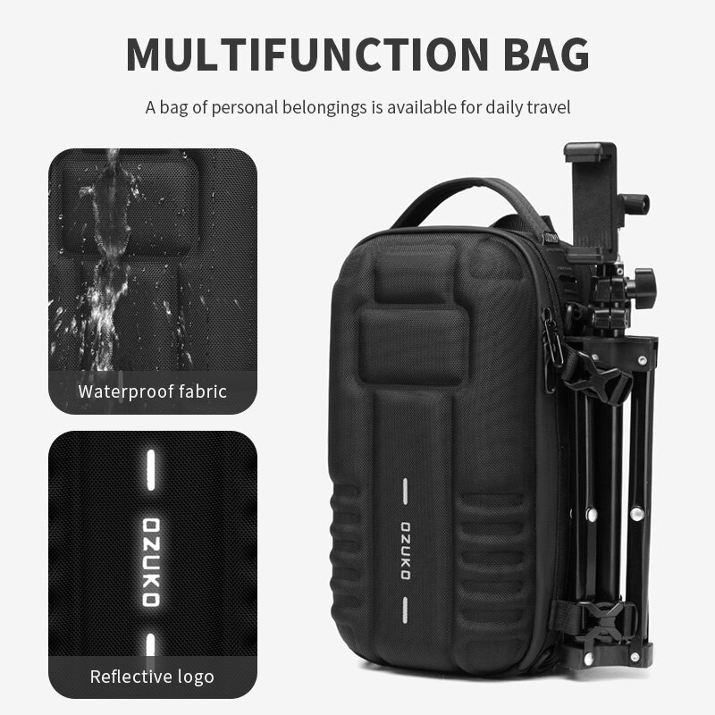 OZUKO Hard Shell Flex Bag borsa a tracolla sportiva da uomo borsa tattica da esterno multifunzionale di grande capacità impermeabile di alta qualità
