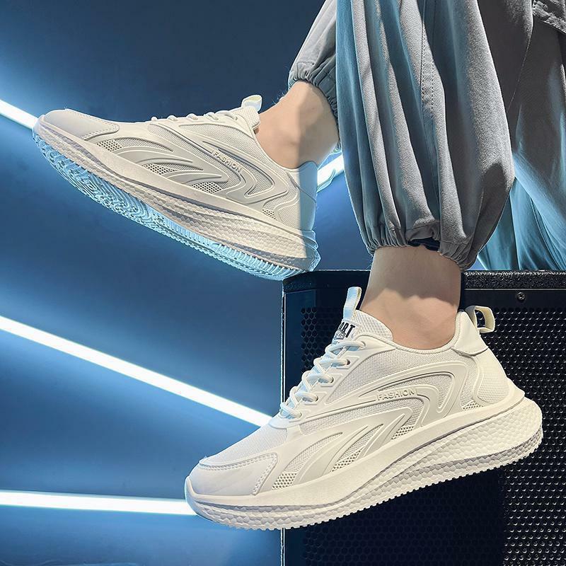2023 męskie lekkie obuwie na co dzień modne białe sportowe wygodne i oddychające buty do biegania powierzchnia siatkowa do biegania