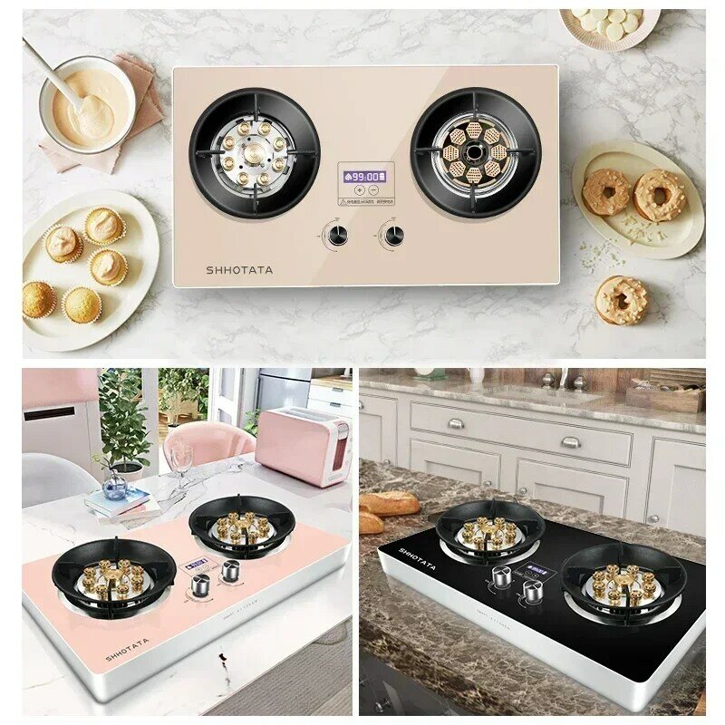Gas Stove Anti-dry Burner Tabletop Stove Double Stove Household Natural Gas Liquefied Gas Built-in Slam Fire