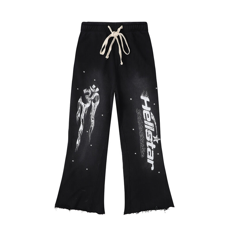 Calça casual feminina e masculina, solta estampada, tendência retrô hip-hop, estilo casal, Hellstar, nova